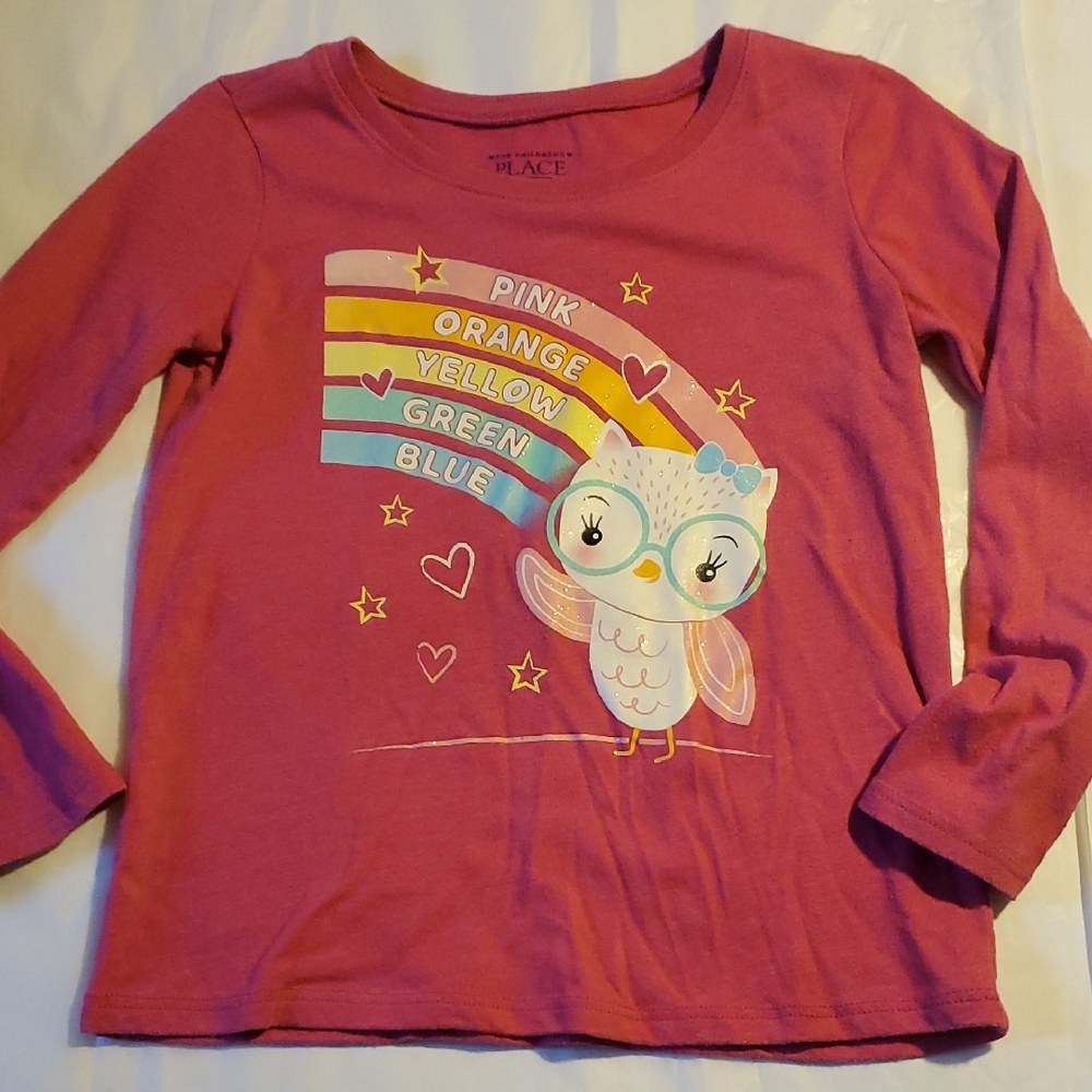 The Children's Place Pink Owl Graphic Kids Shirt Size 5T